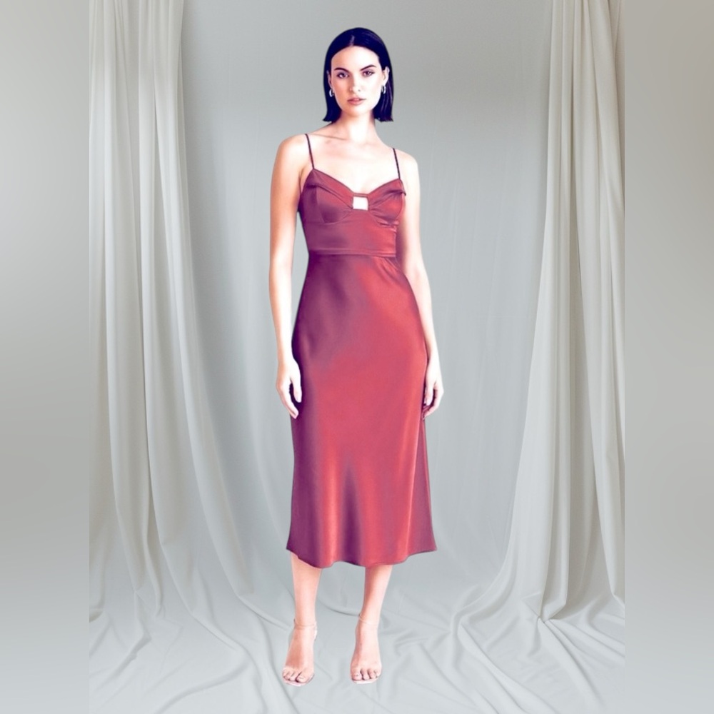 Anthropologie Corset Satin Adjustable Strap Slip Dress